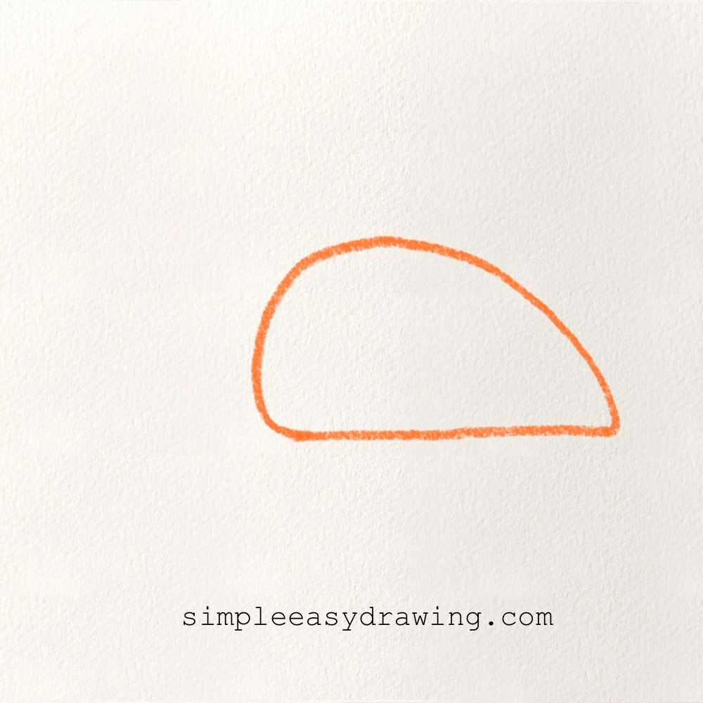 A rounded half-oval body shape is drawn in orange to start the rat.