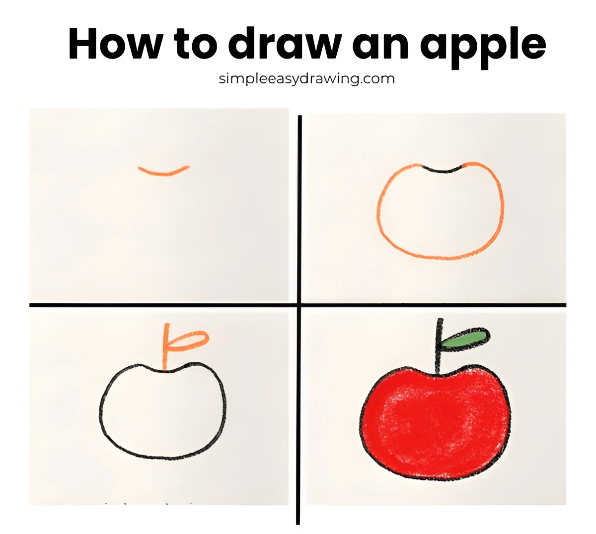 Apple drawing for kids step by step