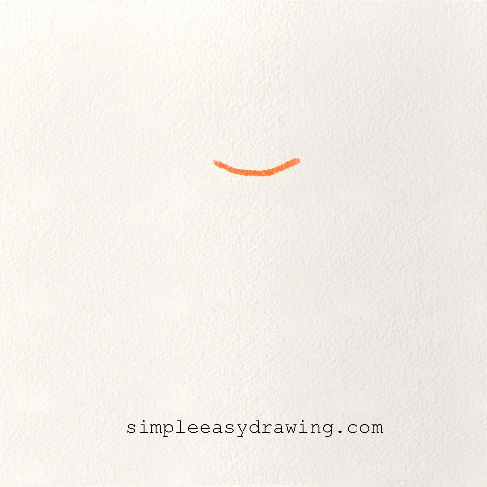 Step 1 of the apple drawing showing a small curved line for the dip at the top.