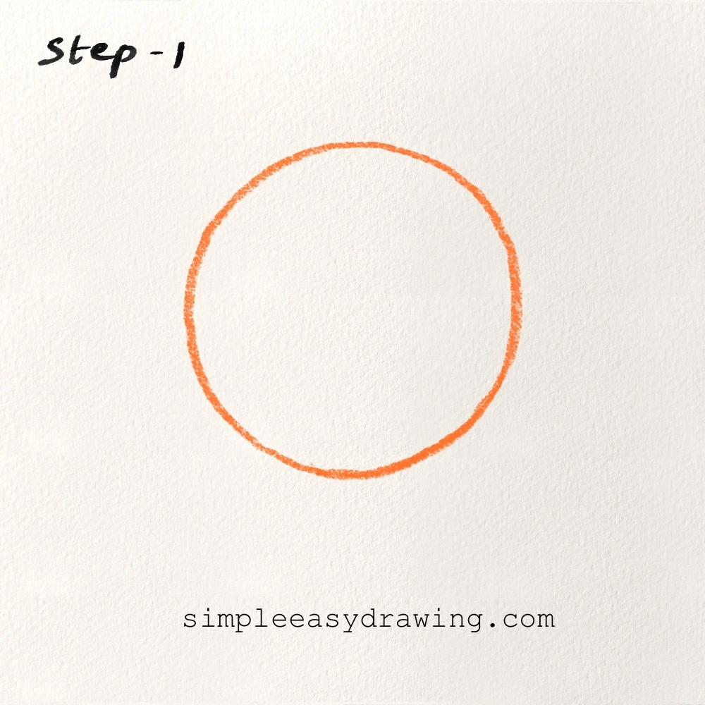 Step 1 of the baseball drawing showing a large circle drawn as the base of the ball
