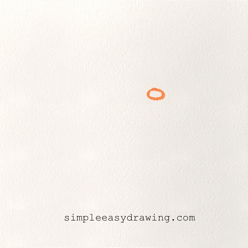 A small oval is drawn in orange to drawn to indicate the duck's beak