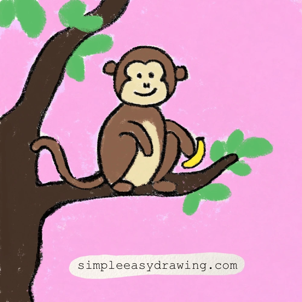 A drawing of a monkey sitting on a tree