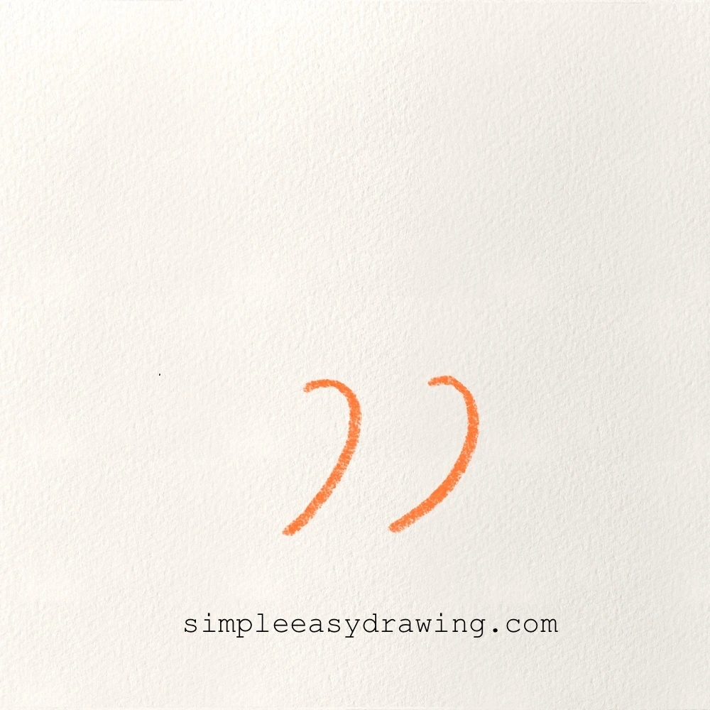 Step one of the drawing shows the Monkey’s folded legs drawn using two soft curved lines.