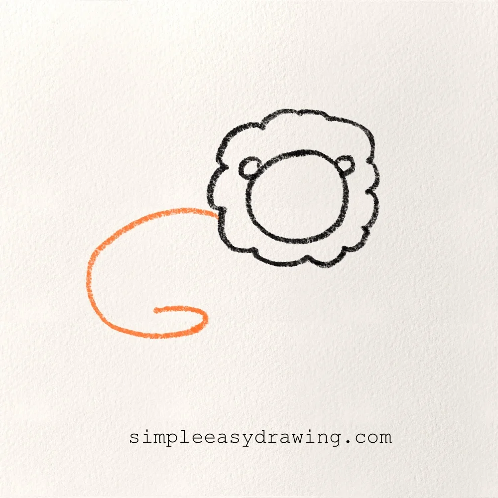 Curved line added from the mane to form the lion’s back