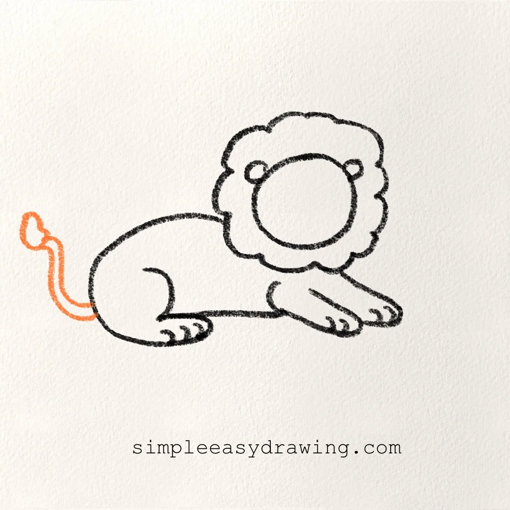 Lion tail drawn with a small fluffy tuft at the end