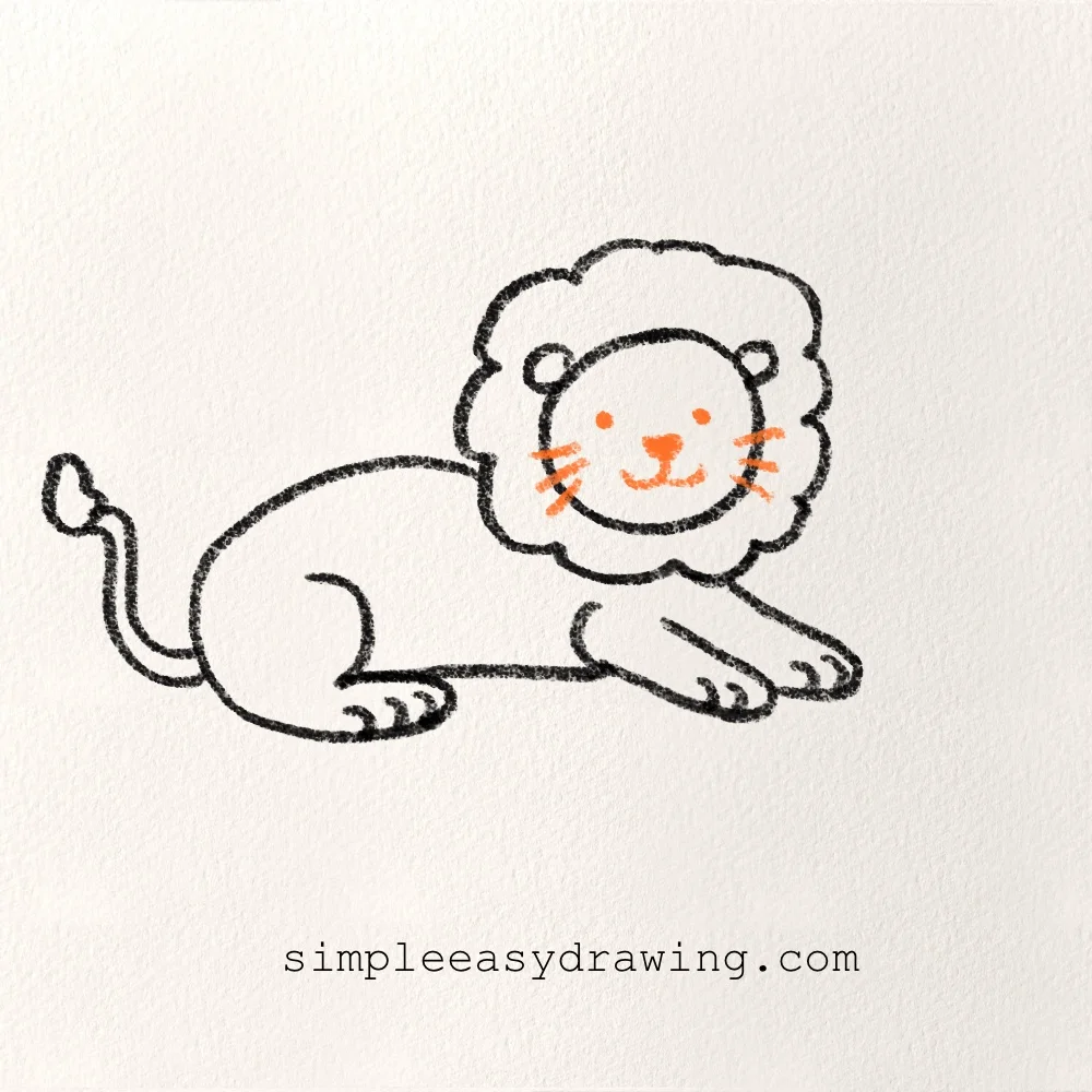 Lion face details added with simple eyes nose and a small mouth