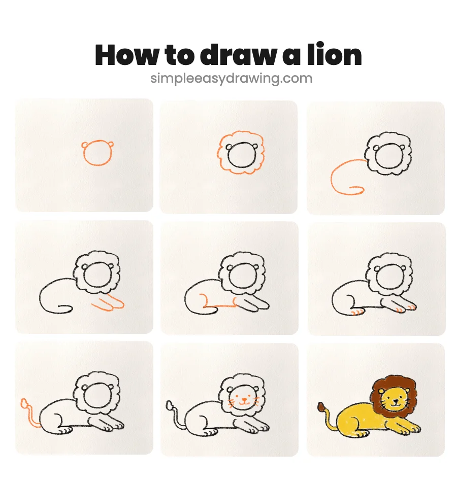 How to draw a lion step by step
