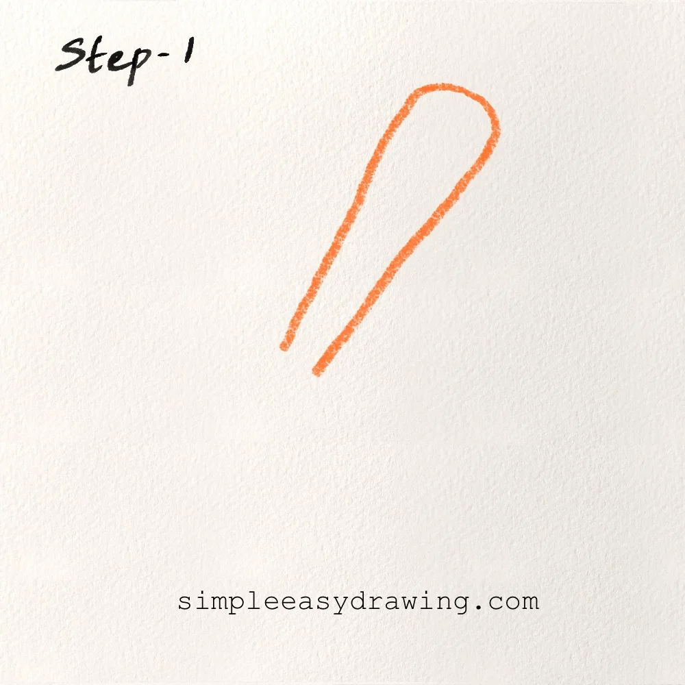 Step one of the drawing shows a long, slanted "U" shape that forms the thick top part, or barrel, of the baseball bat.