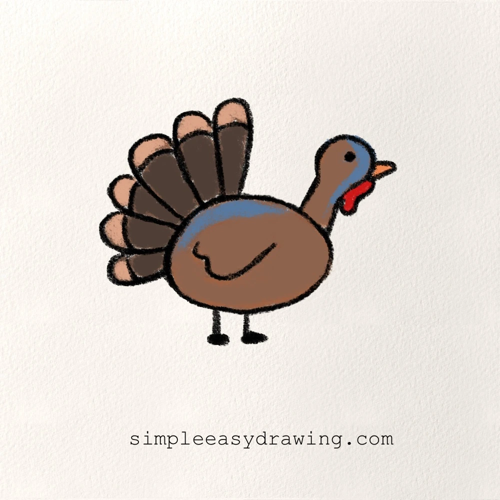 simple and easy turkey drawing in color