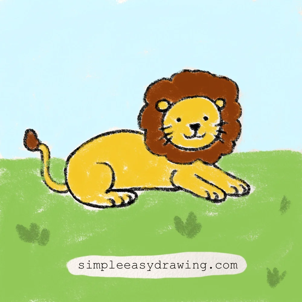 Easy Lion drawing in color