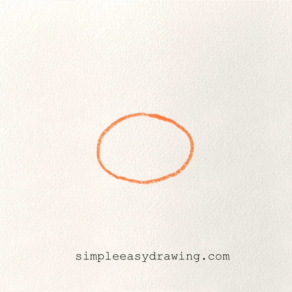 turkey drawing step 1 showing an oval for the turkey’s body