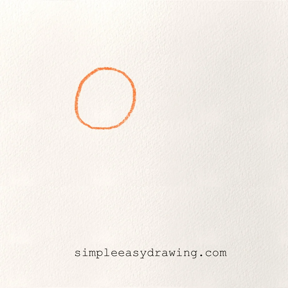 A simple hand-drawn circle on a white page to start the head for a dog drawing.