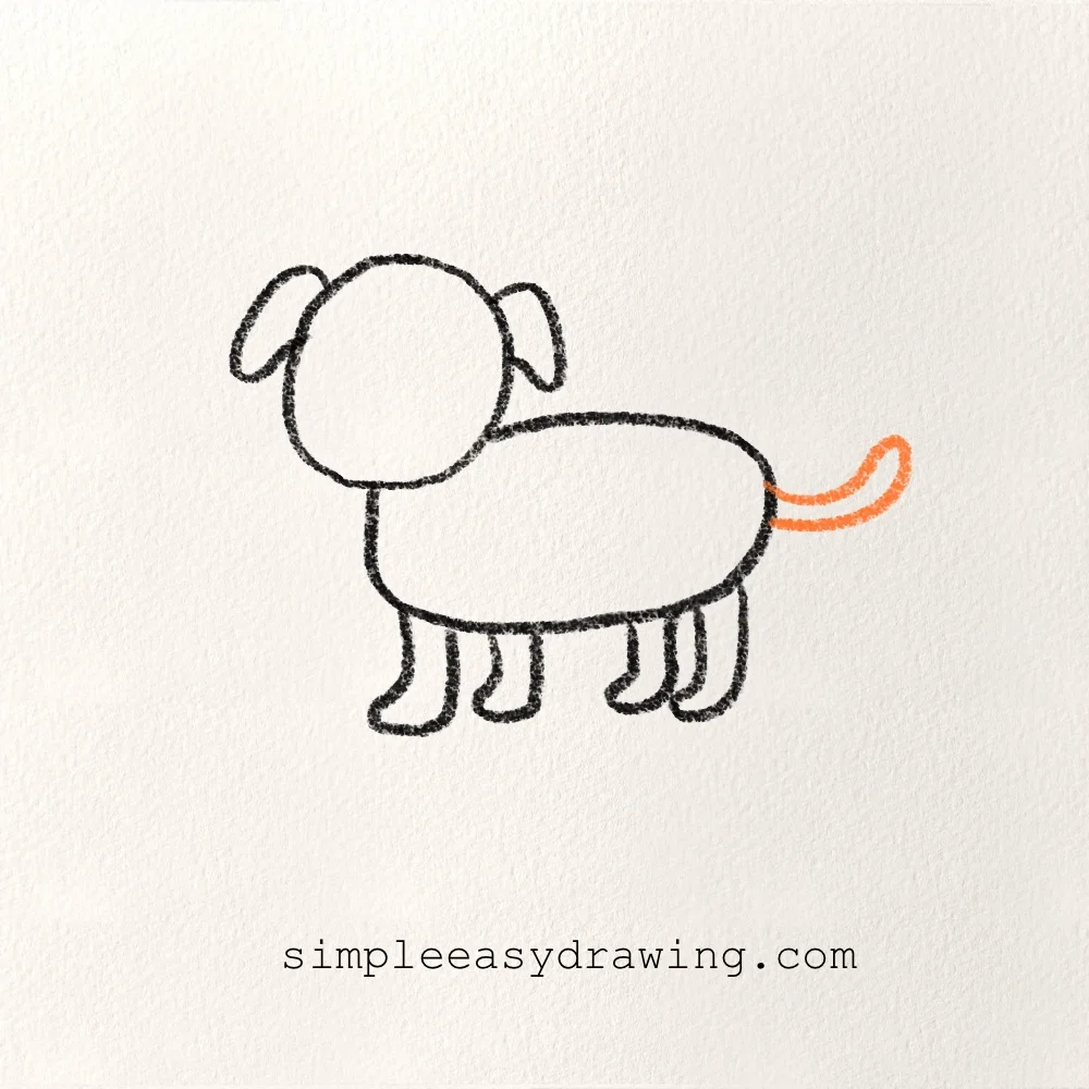 A small curved line added to the back for a wagging tail.