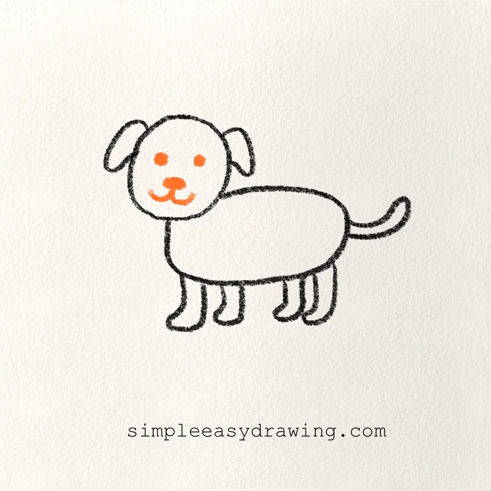 Adding two dots for eyes and a small nose and smile to the dog.