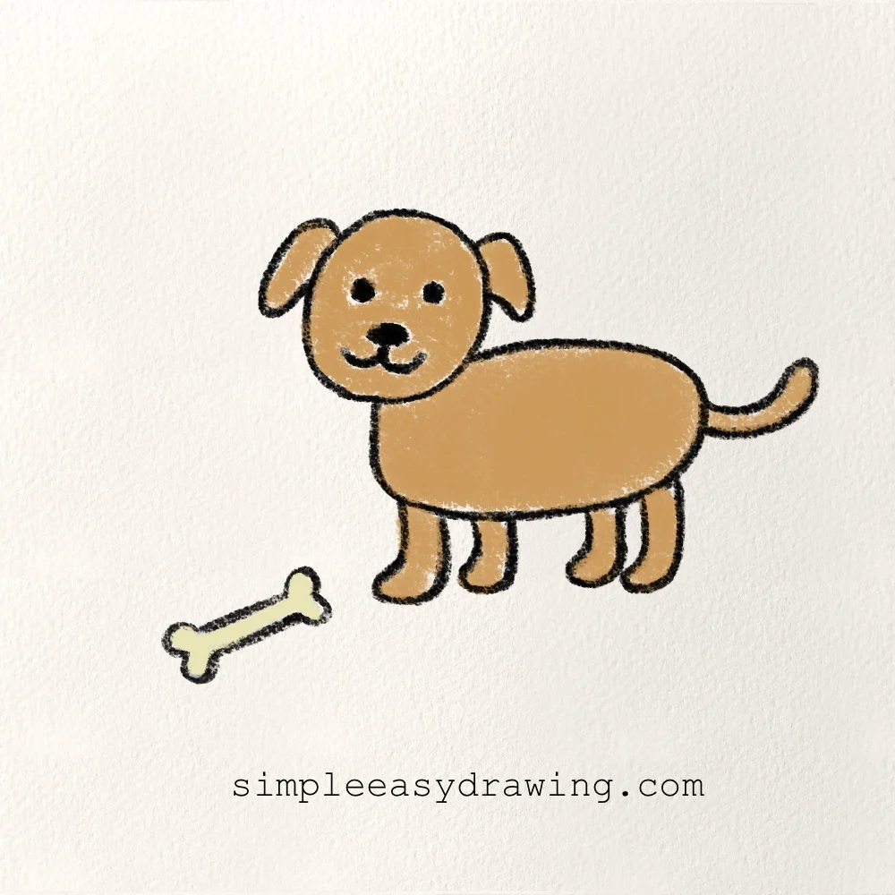 dog with a bone drawing
