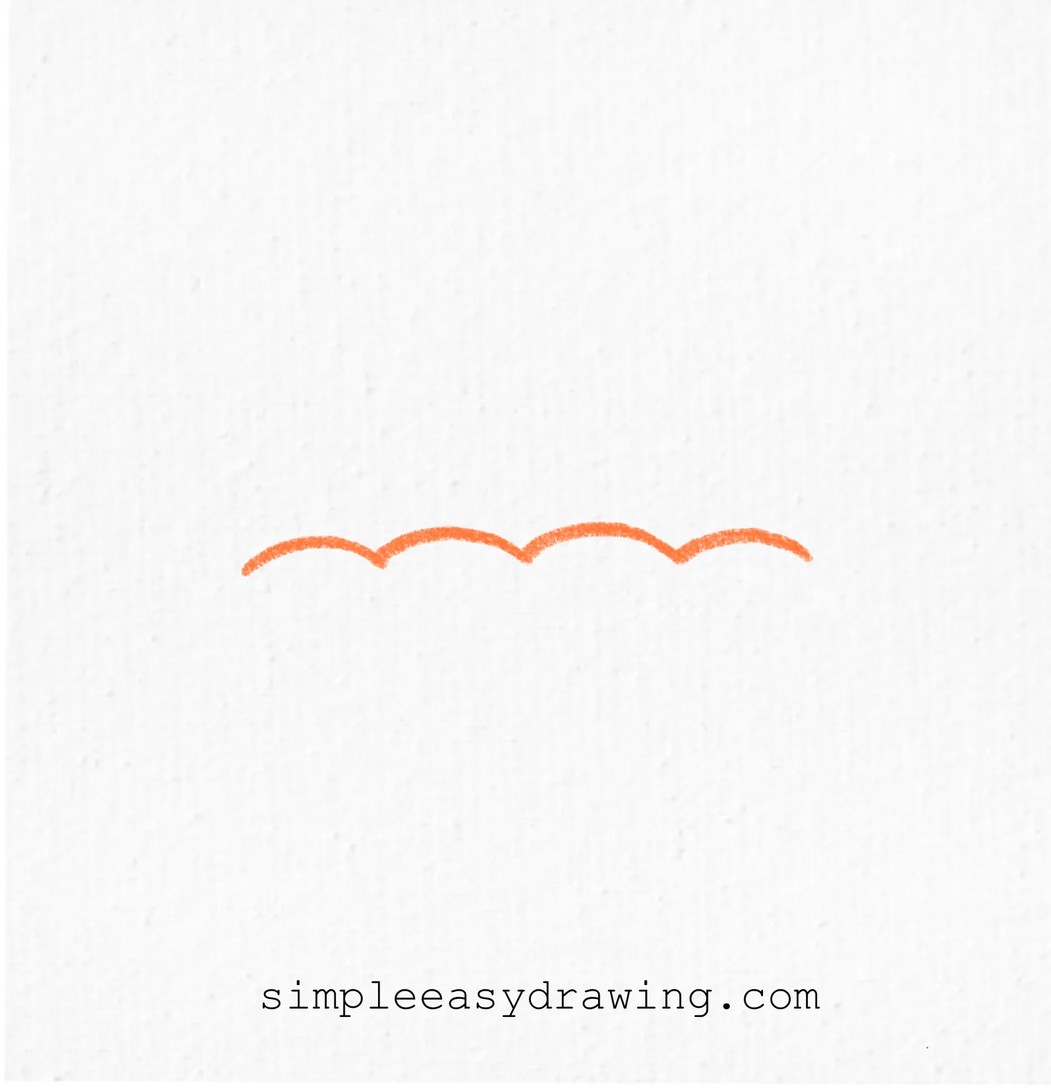 A row of four small, connected semicircles or "bumps" drawn horizontally in the center of a white page, forming the scalloped bottom edge of an umbrella.