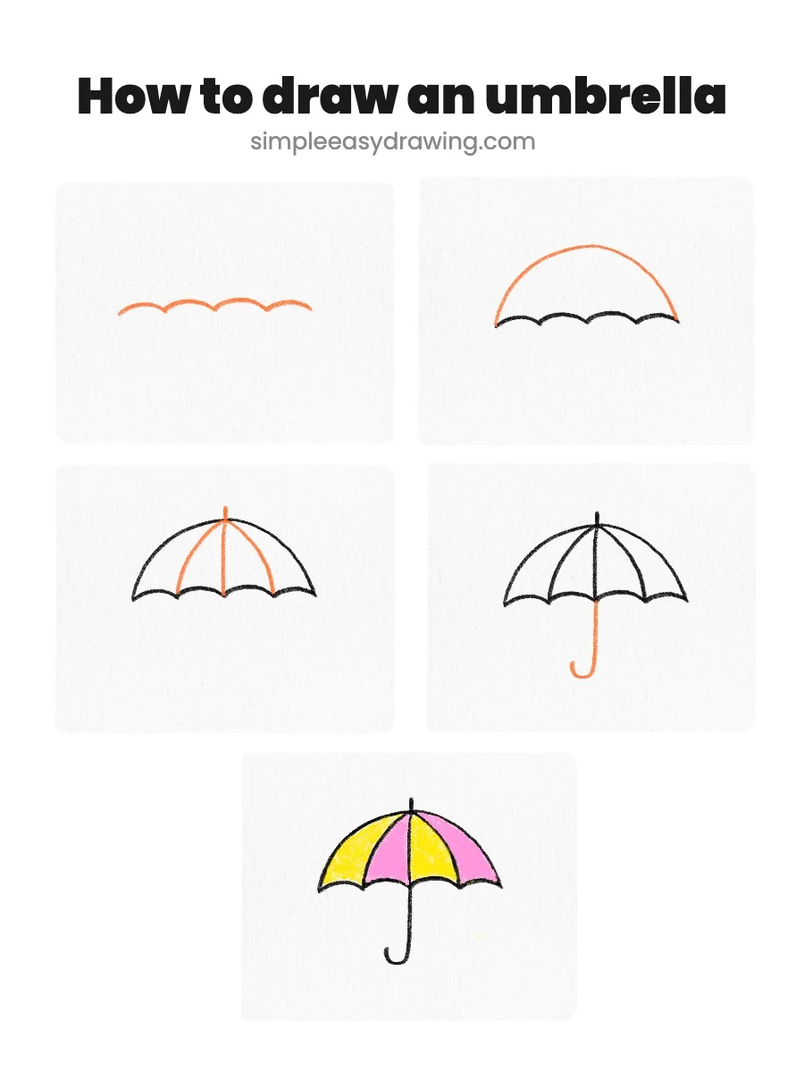 how to draw umbrella step by step