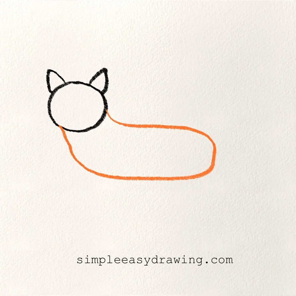 The fox’s long body added beside the head
