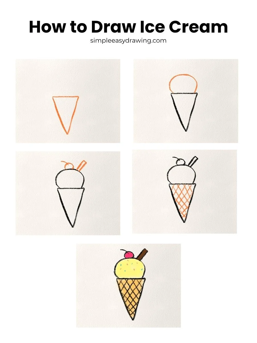Step by step ice cream drawing