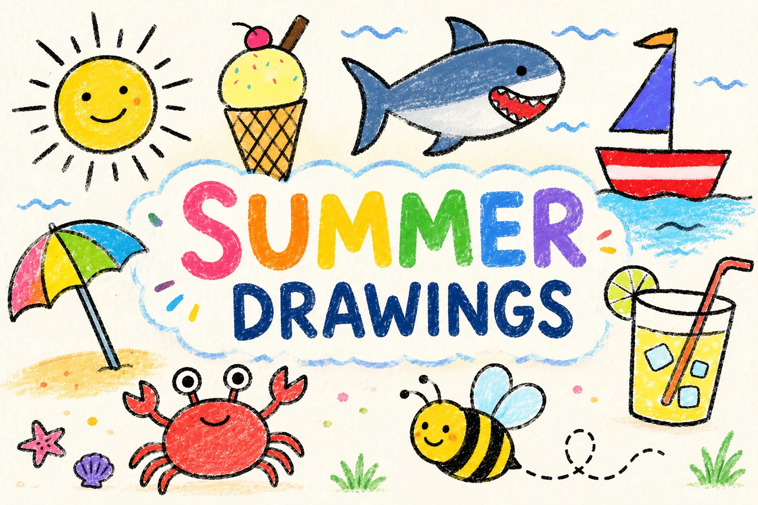 Summer Drawings: 8 Fun and Easy Directed Drawing Tutorials