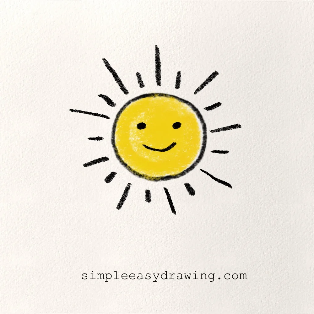 Sun drawing with smiley