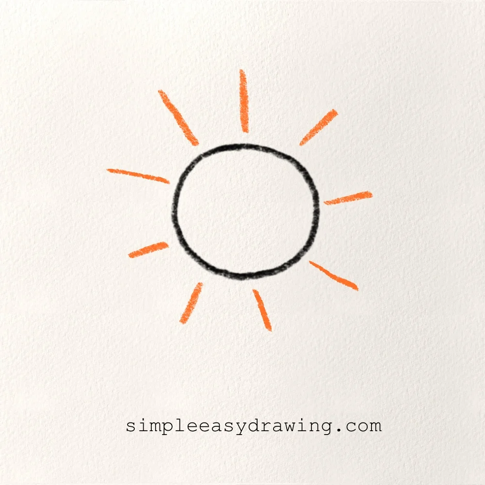 Add the first rays around the sun.