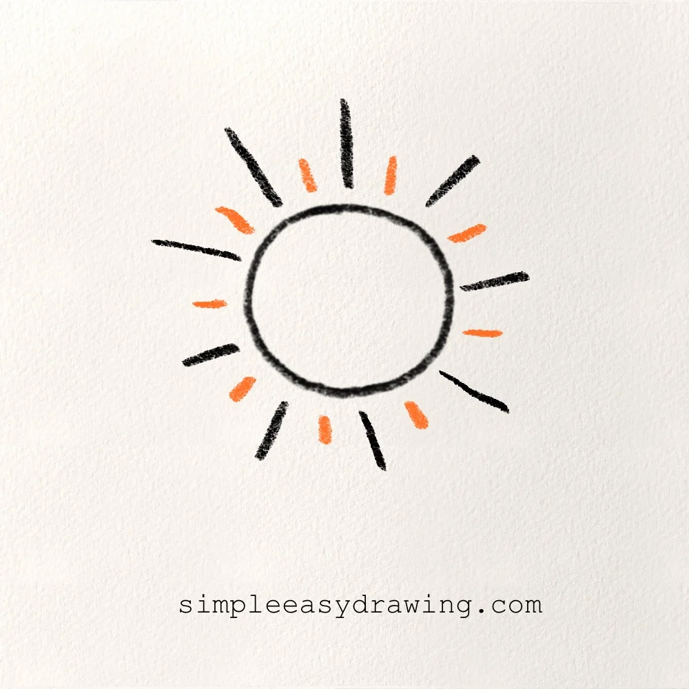 Finish drawing the rays all the way around the sun.