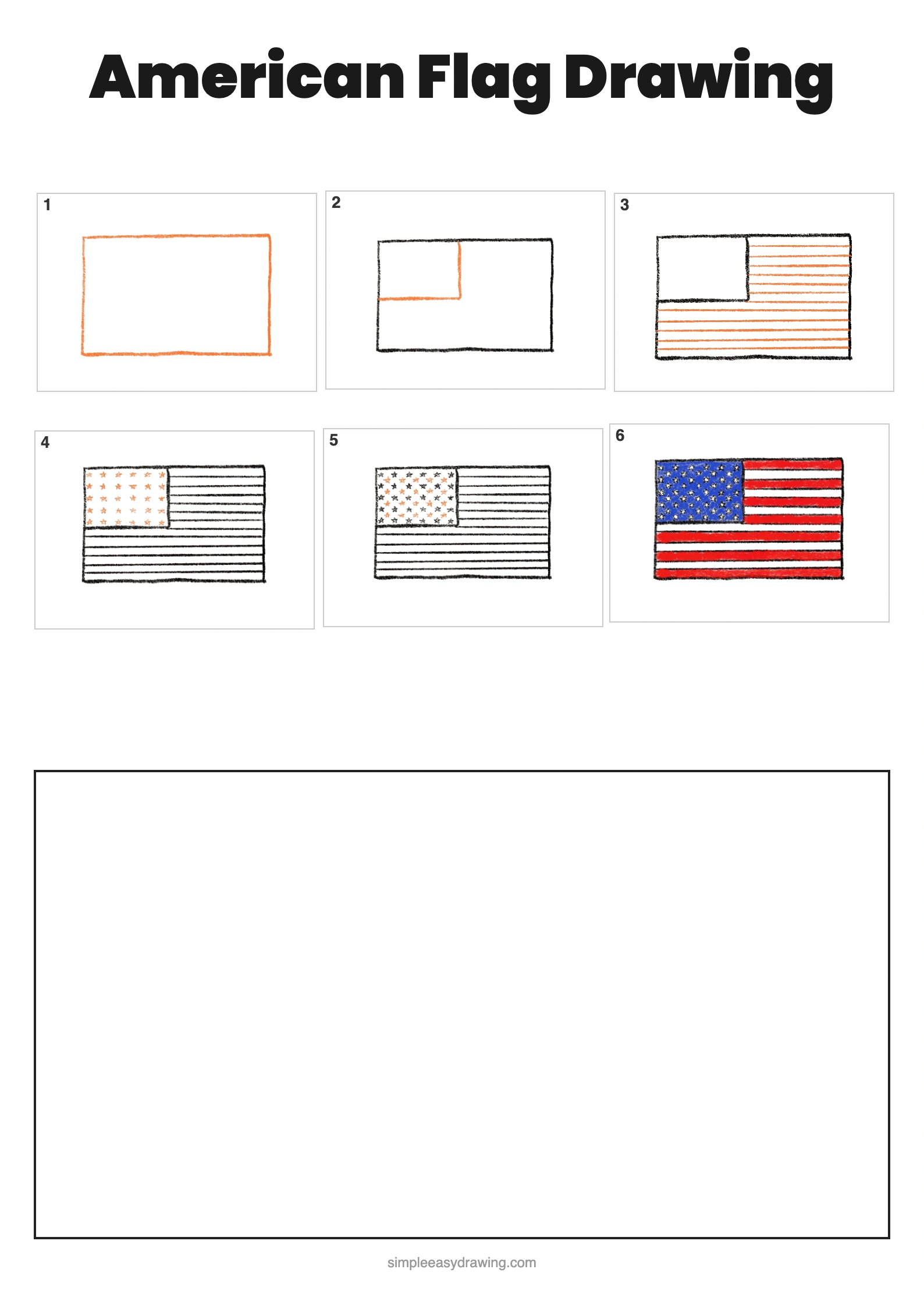 American flag directed drawing worksheet