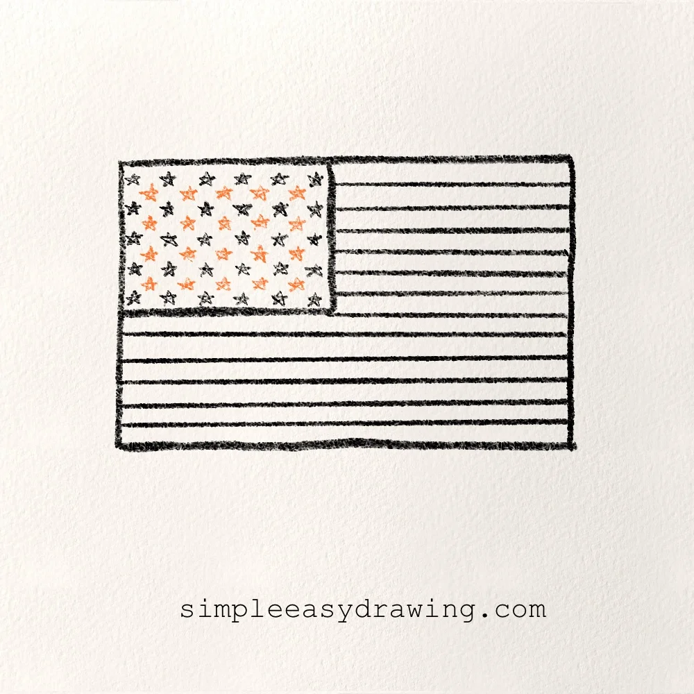 Draw the nexy stars inside the American flag's Union.