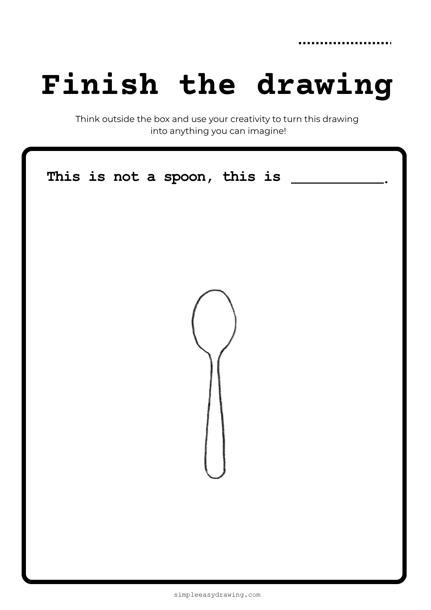 Finish the drawing worksheet | Get creative with this spoon! (Free PDF)