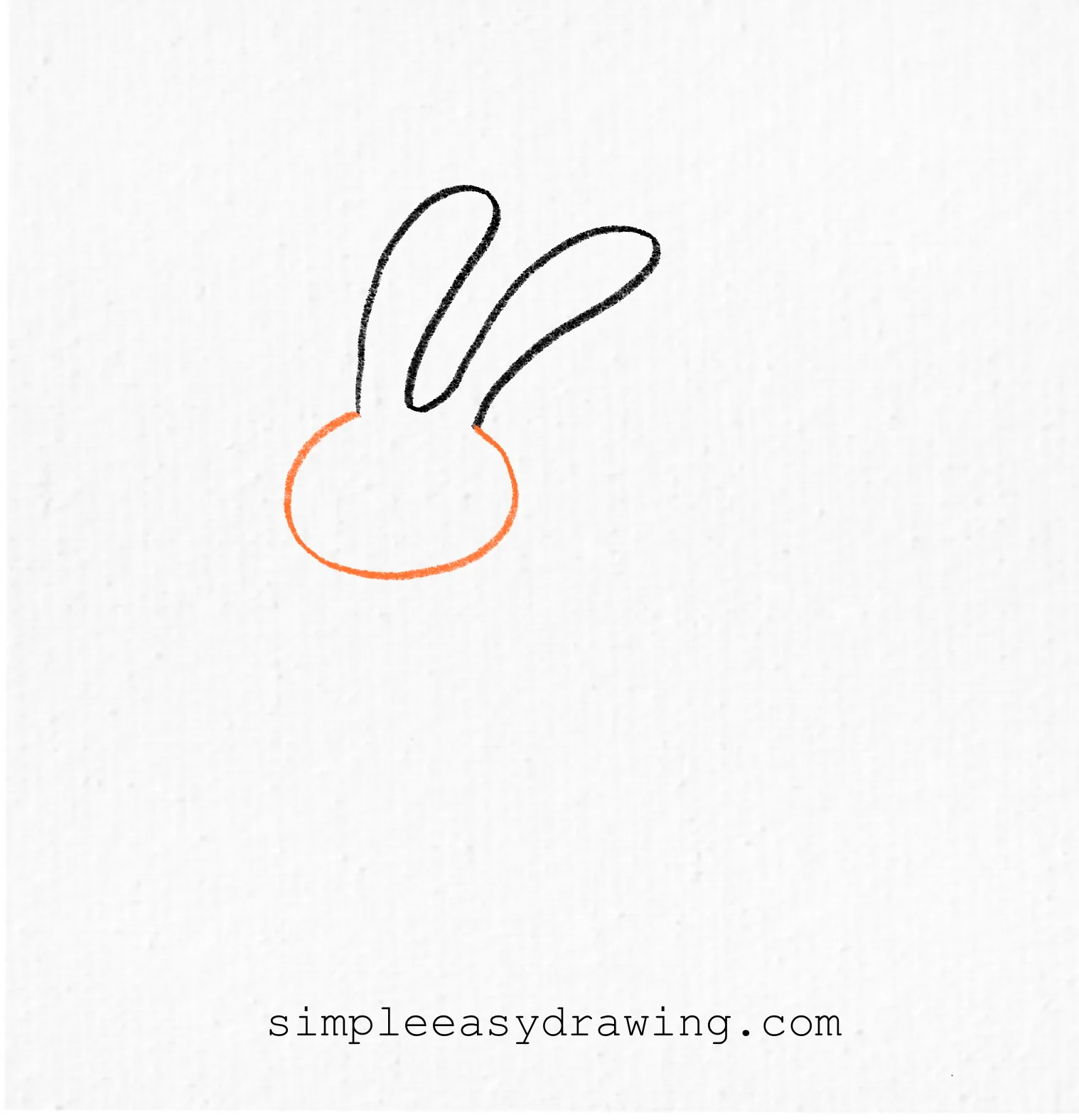 Draw a round bunny head connected to the ears.