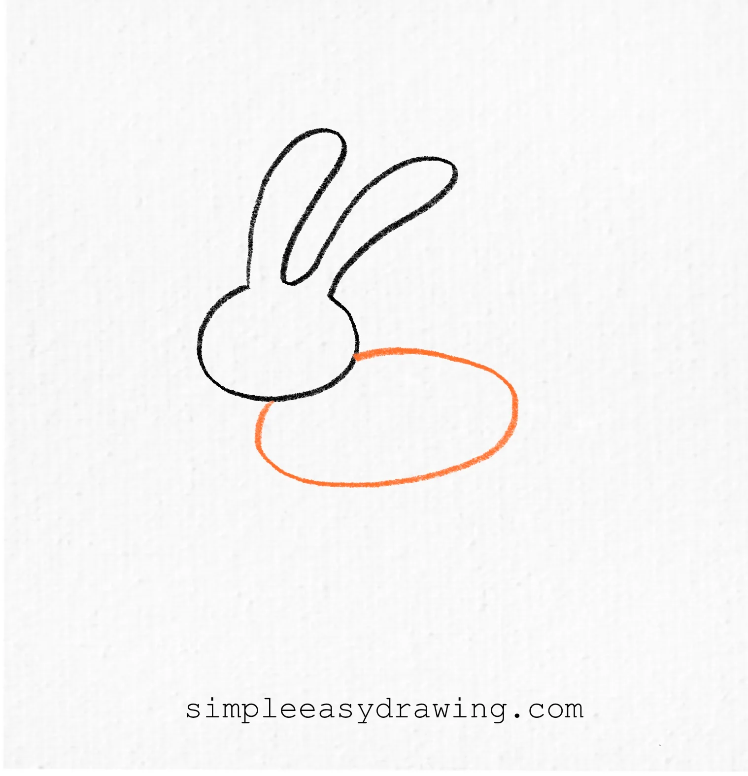 Draw a large oval bunny body attached to the head.