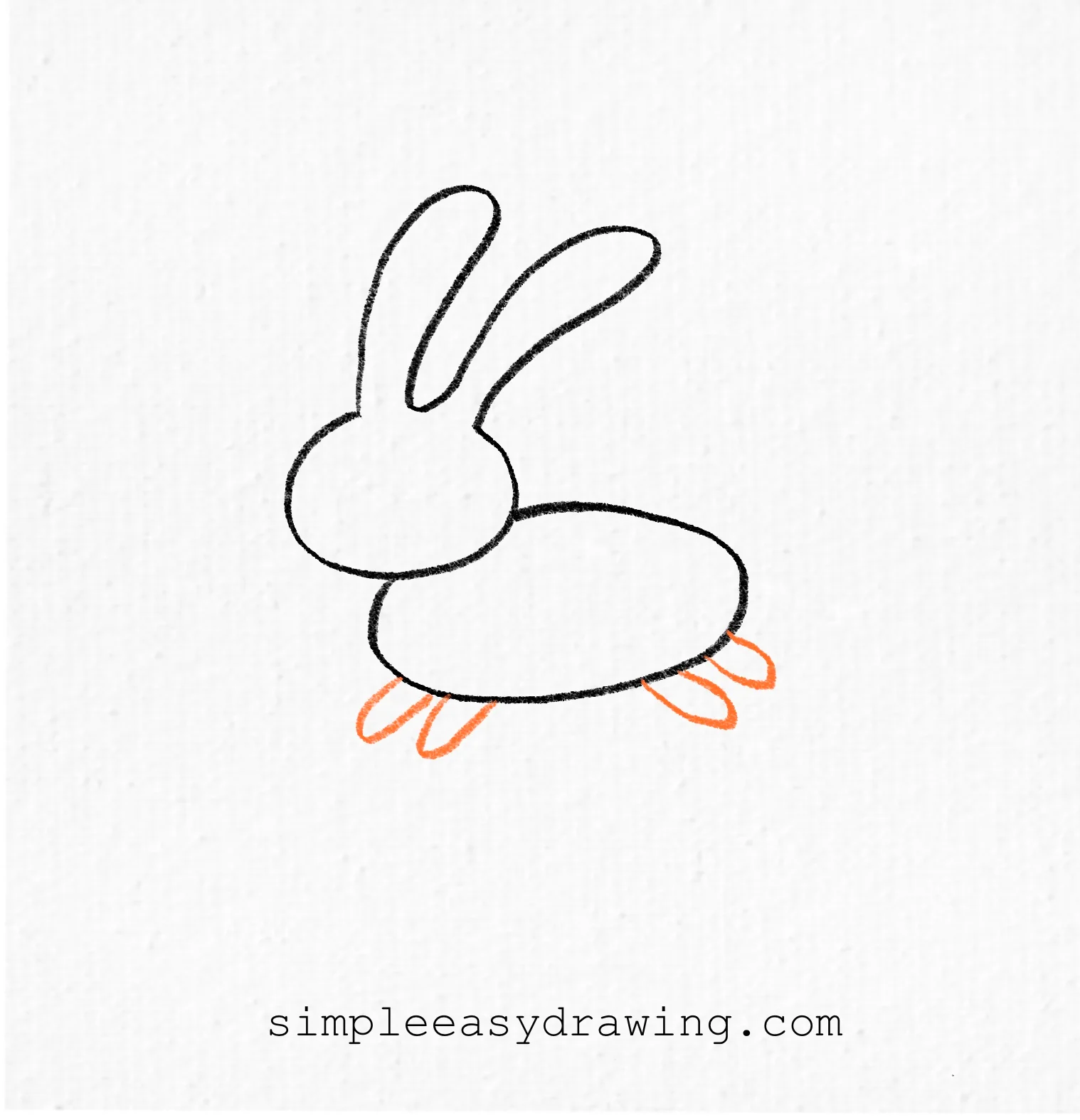 Draw four rounded bunny legs underneath the body.