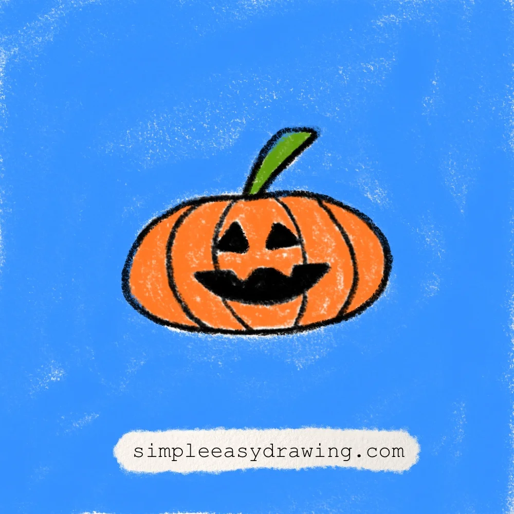 Simple Halloween pumpkin drawing with triangle eyes and a dark spooky mouth.