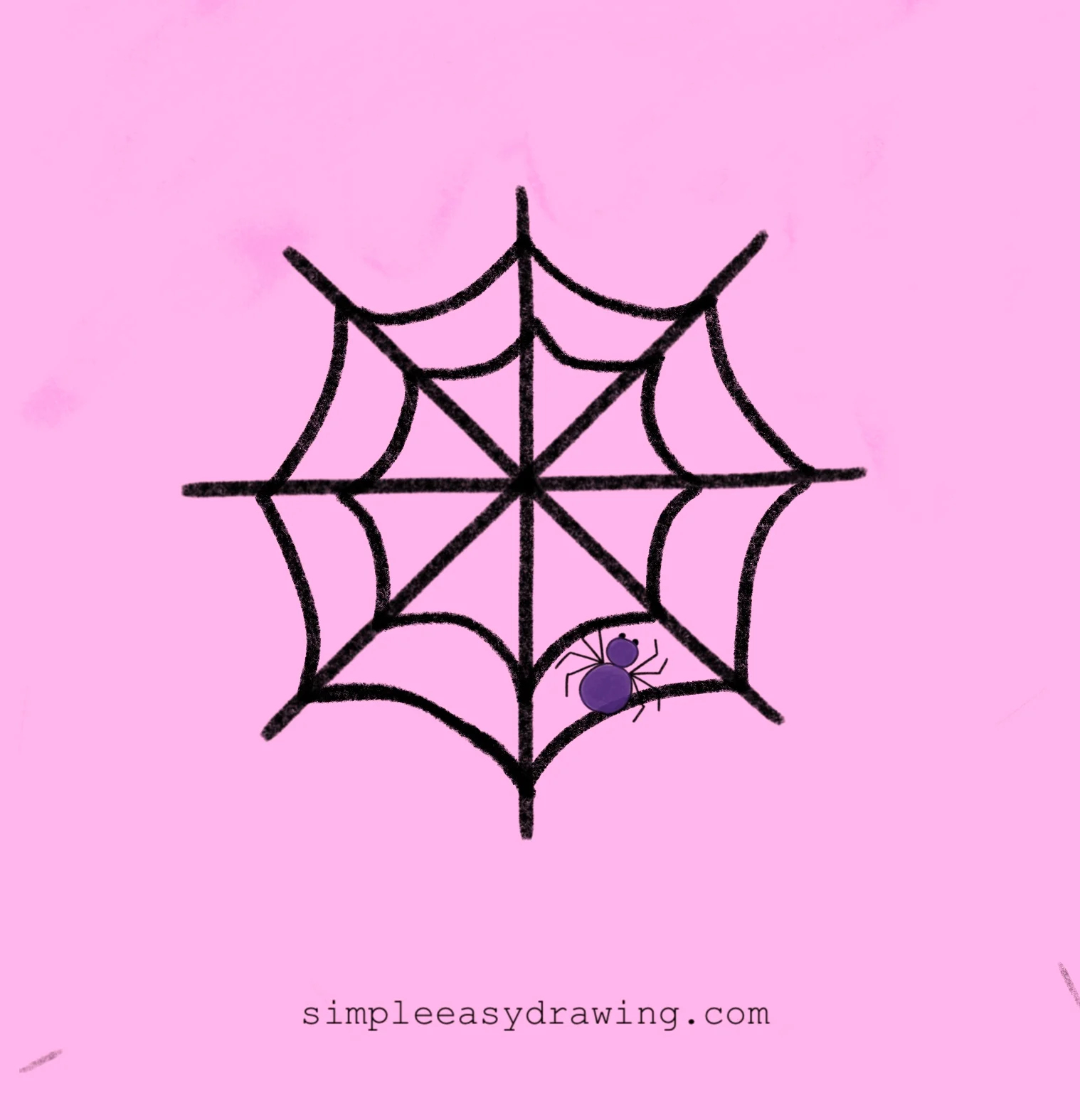 Simple spider web drawing with lines spreading from the center and curved sections connecting them.