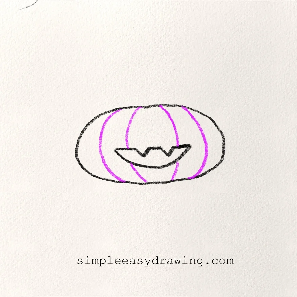 Adding curved lines to create the pumpkin's sections.
