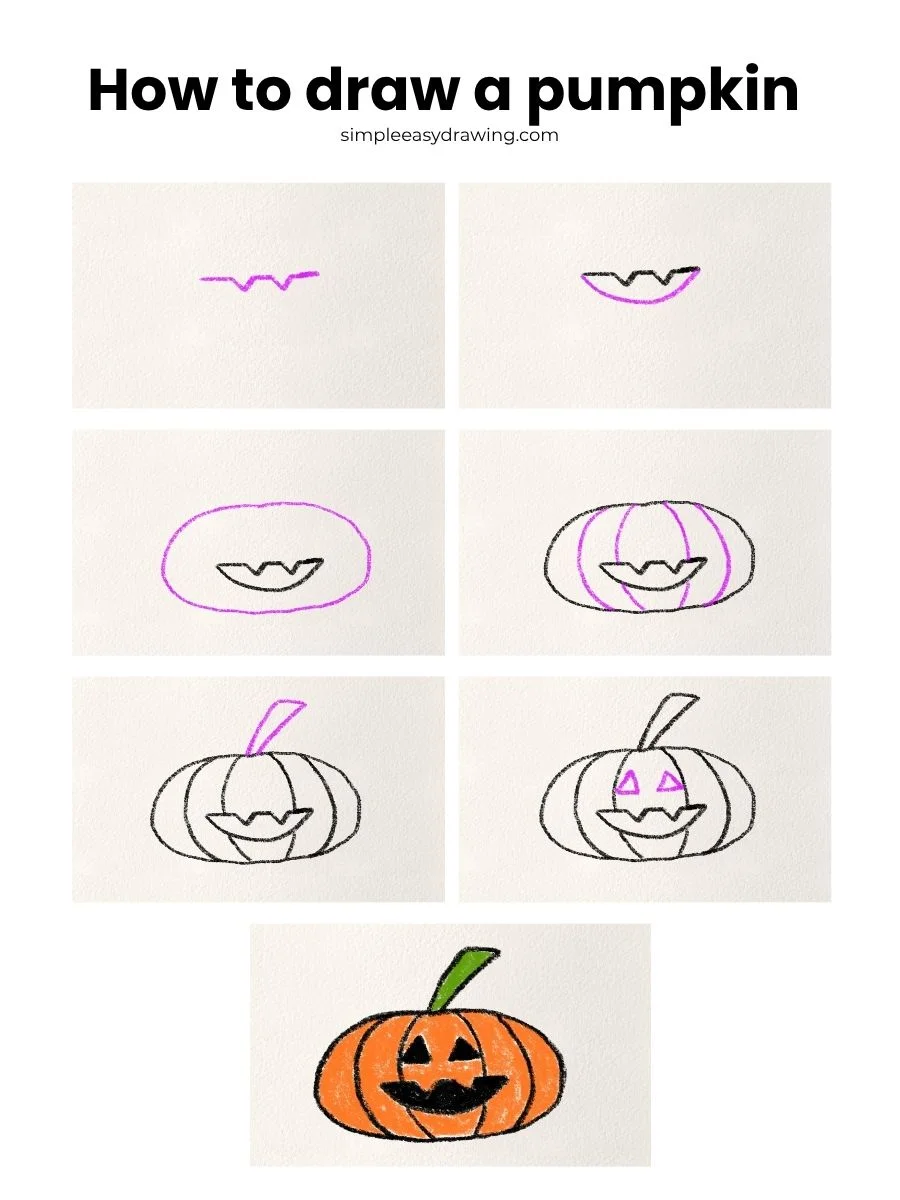 Steps on how to draw a pumpkin