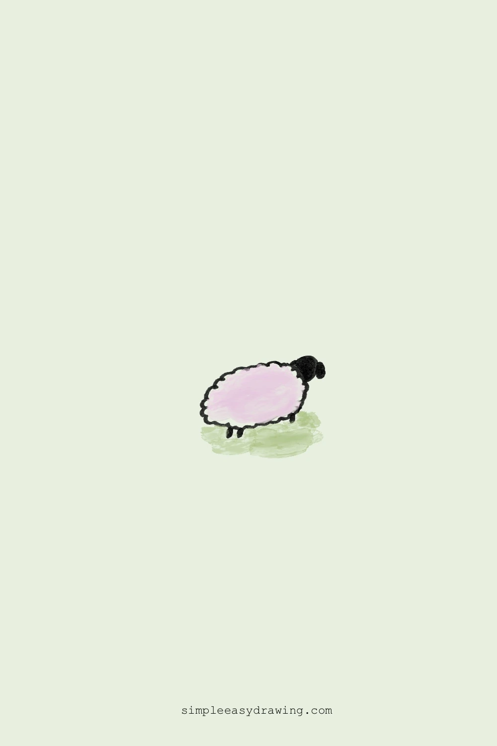 Simple drawing of a sheep looking away