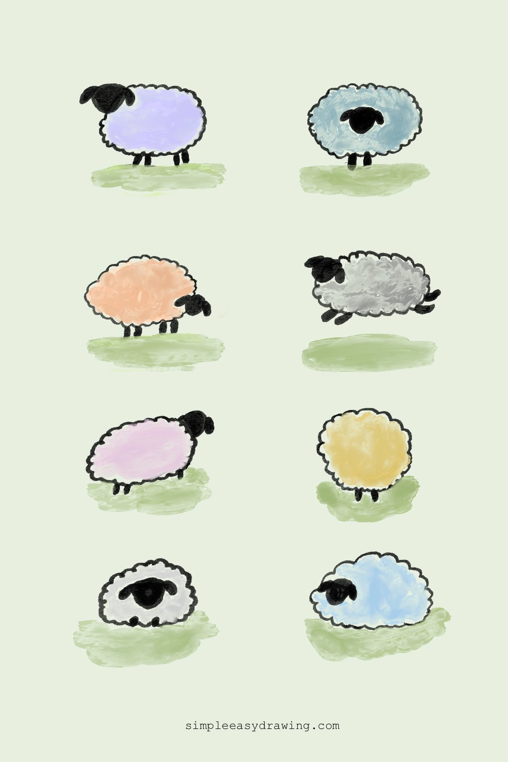 8 Easy Ways to Draw a Sheep | Simple Easy Drawing