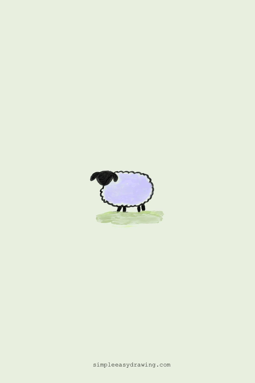 Simple drawing of sheep standing on green grass