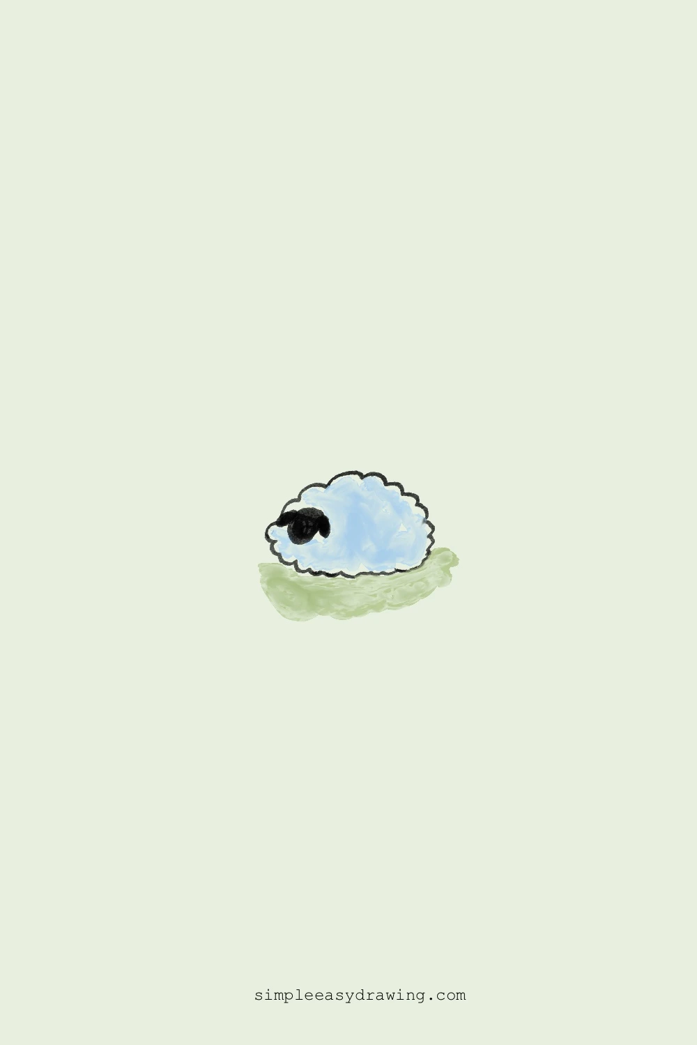 Drawing of a sleepy sheep resting on the grass